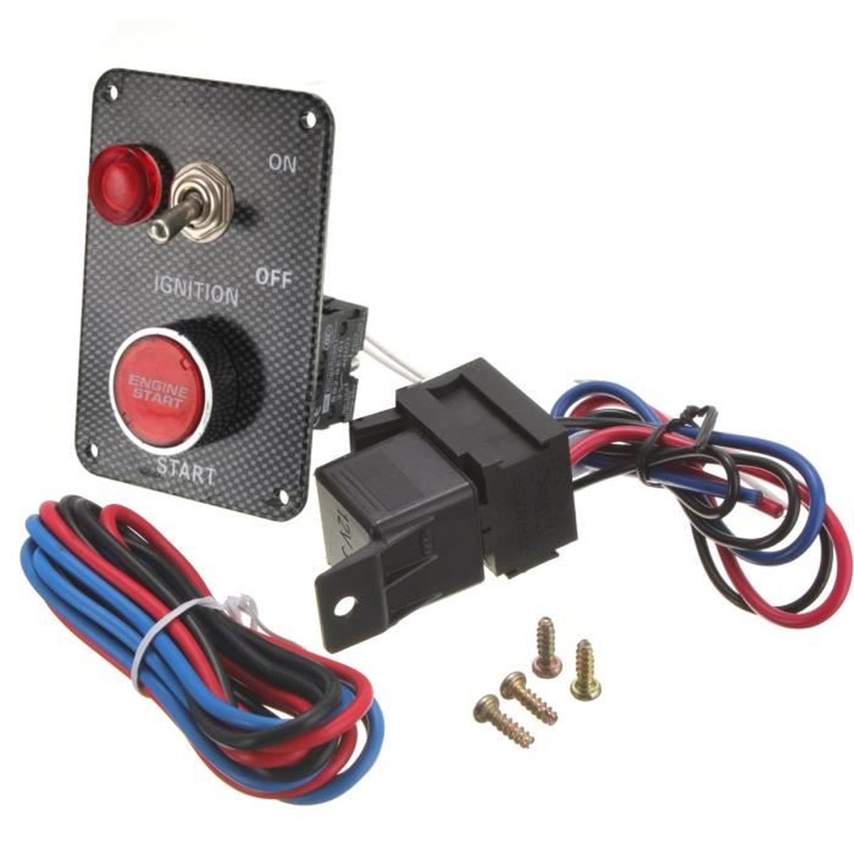 12V Commutateur Interrupteur D'allumage Démarrage Moteur ... 12 volt wiring harness wire plus 