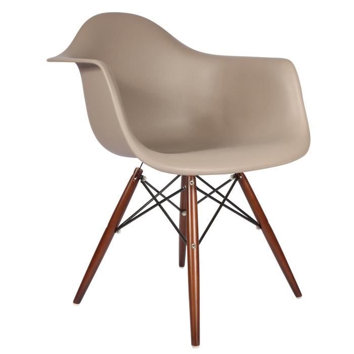 chaise privee® - chaise daw - (taupe - noyer) - achat / vente chaise