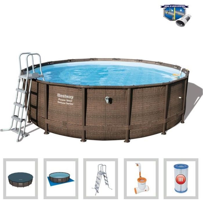 Piscine Tubulaire Bestway 56666 Power Steel Deluxe 488 X 122 Cm 19