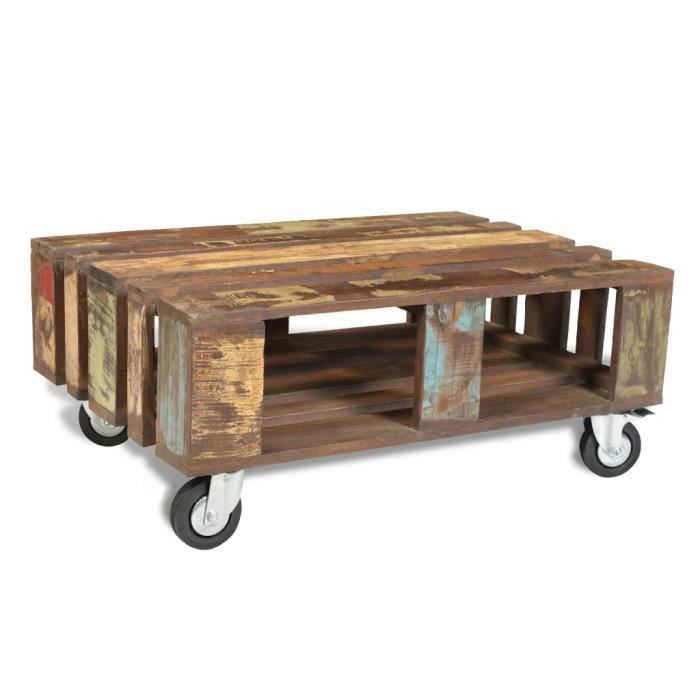 Table Fait Meubles Récupéré Pin Ciré Main Maison Basse ymn0vwON8