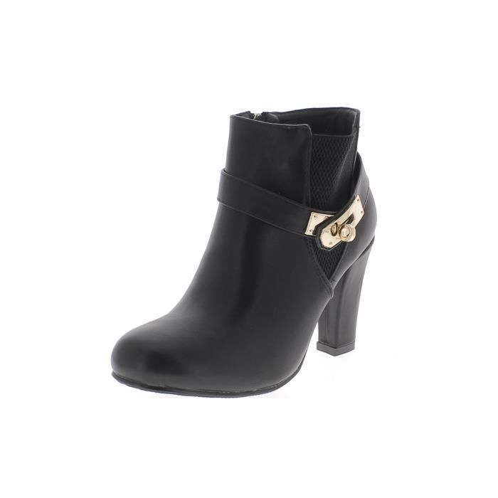 Bottines en cuir lisse 100% cuir Hauteur du talon : < à 3 cm Bottines en cuir lisse 100% cuir Hauteur du talon : < à 3 cm