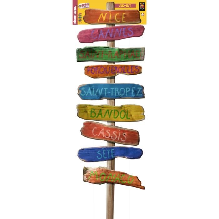 PLAGE Sticker Décor mural adhésif 3XL - Beach Direction Sud Est 45x169 cm