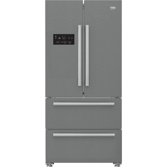 BEKO GNE60521X-Réfrigérateur américain-539L (387L + 152L)-Froid No frost-A+-L84 x H182,5 cm-Inox