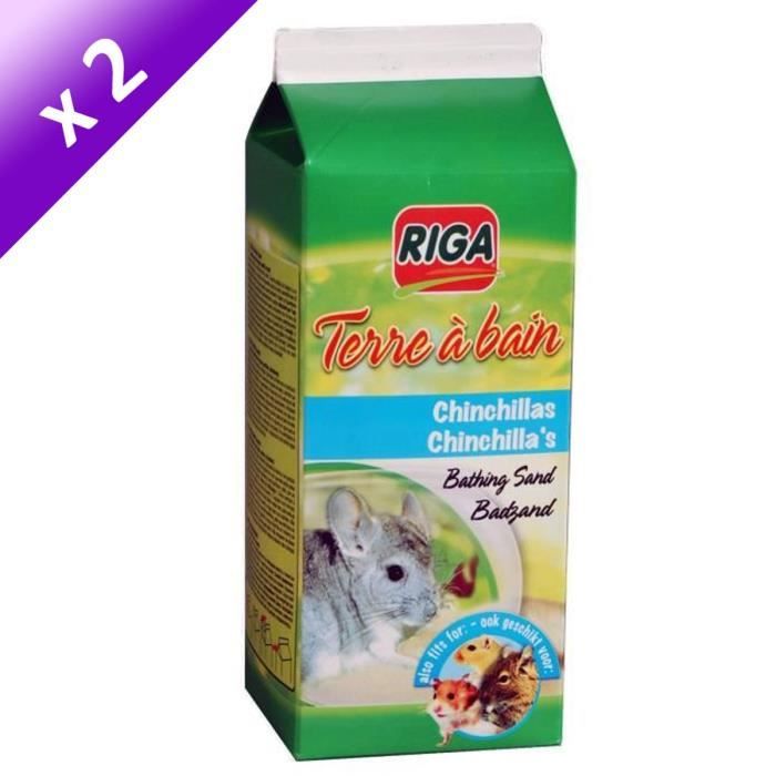 RIGA Lot de 2 Terres à bain pour chinchillas 1,3kg