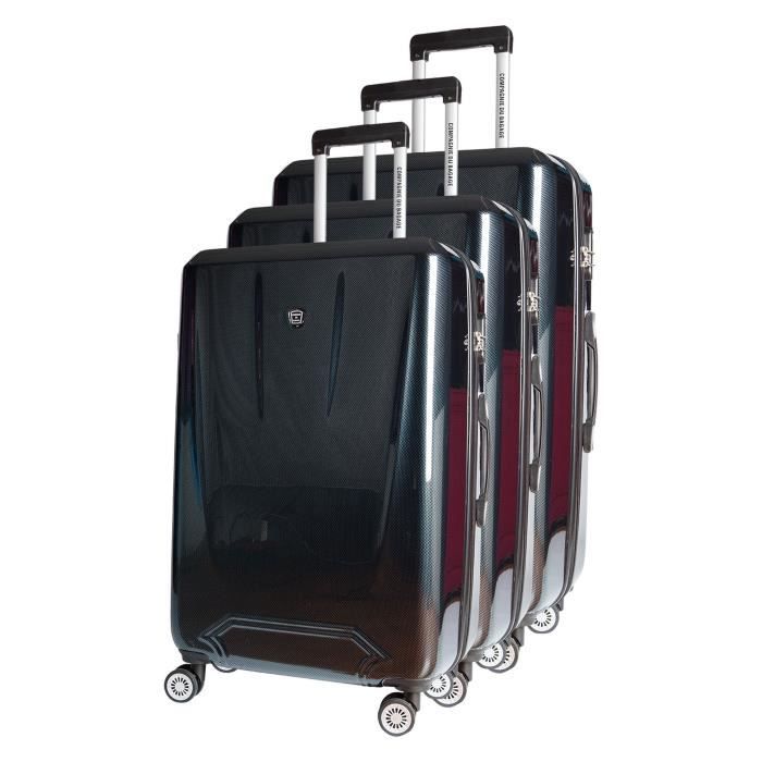 CDB Set de 3 Valises Rigides ABS et Polycarbonate 8 Roues 48-58-68 cm Bleu