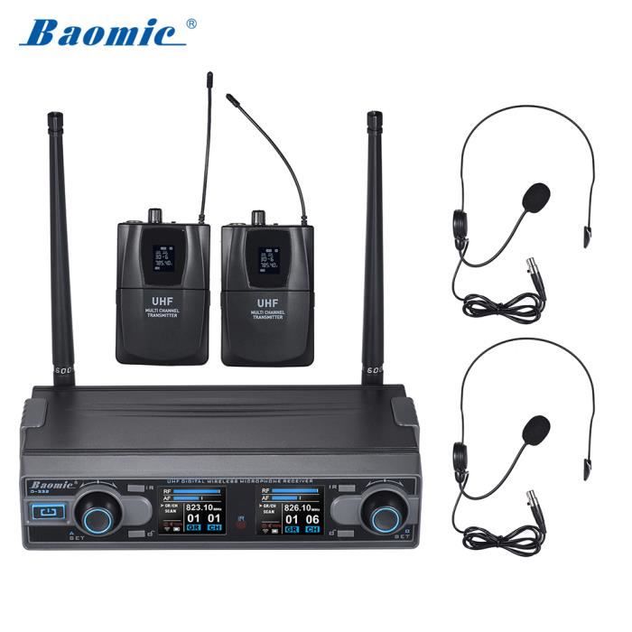 Baomic D 332 Casque Micro Casque Numérique Sans Fil Uhf