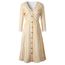 Mode Féminine Casual Manches Longues à Encolure En V Rayé Imprimer Bouton Robe Longue Mkh1777