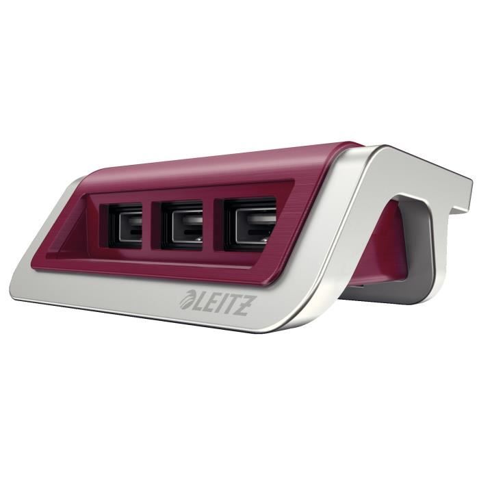 LEITZ - Power chargeur Style 3 ports USB - rouge