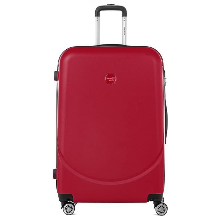 TRAVEL WORLD Trolley Case XXL 80cm avec 4 roues Rouge Foncé