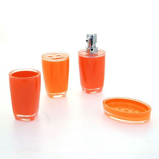 4 Accessoires de salle de bain Glossy - Orange - Achat / Vente set ... 4 Accessoires de salle de bain Glossy - Orange - Achat / Vente set ...