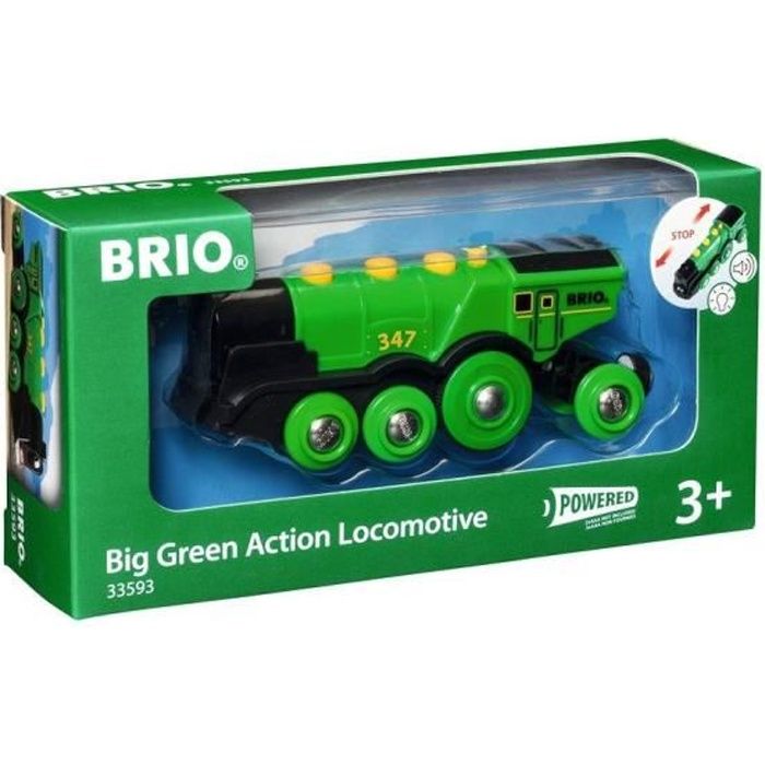 BRIO World - 33593 - Locomotive Verte Puissante A Piles - Jouet en bois