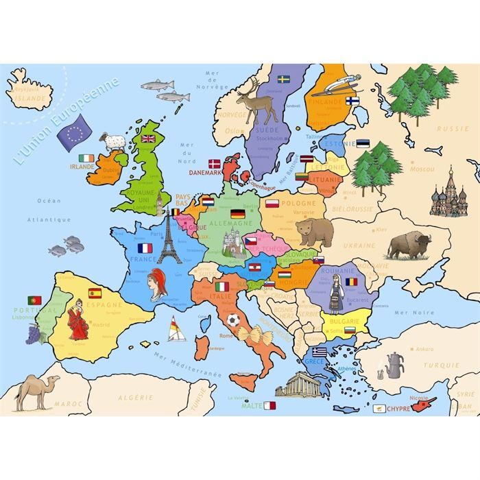 Nathan - 86934 - Puzzle Enfant Classique 250 pcs Carte d'Europe - Ravensburger