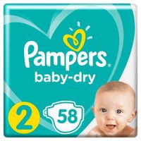 COUCHE Pampers Baby-Dry Taille 2, 4-8 kg - 58 Couches COUCHE Pampers Baby-Dry Taille 2, 4-8 kg - 58 Couches