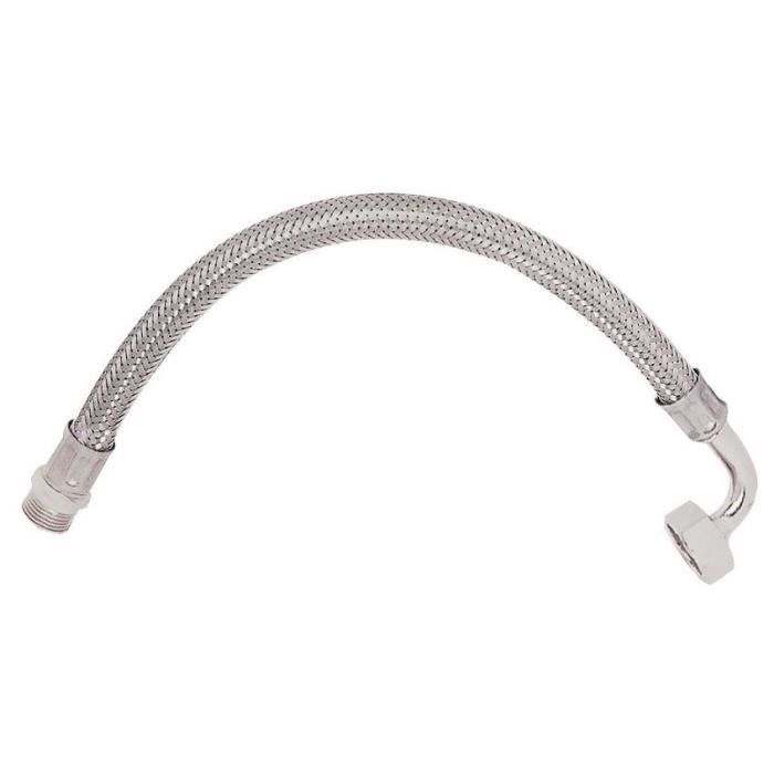 SOMATHERM Flexible Sanitaire en Inox ACS DN10 - Débit Optimisé- L 50cm - Mâle droit 1/2 et coudé - Femelle - Ecrou Tournant 1/2