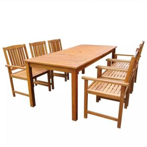 Meuble de jardin Salon de jardin 7 pcs Bois d\'acacia massif Marron ... Meuble de jardin Salon de jardin 7 pcs Bois d\'acacia massif Marron ...