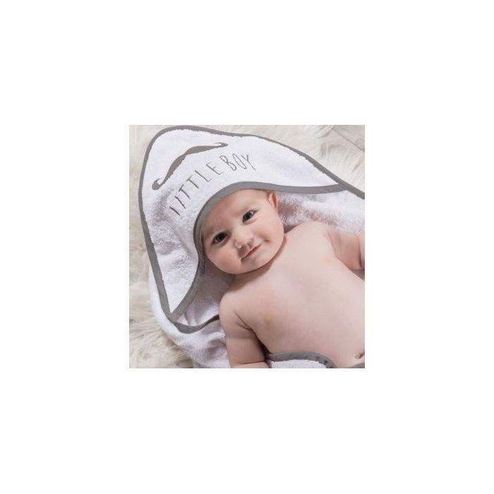 DOMIVA Coffret sortie de bain + gant blanc brodé gris LITTLE BOY