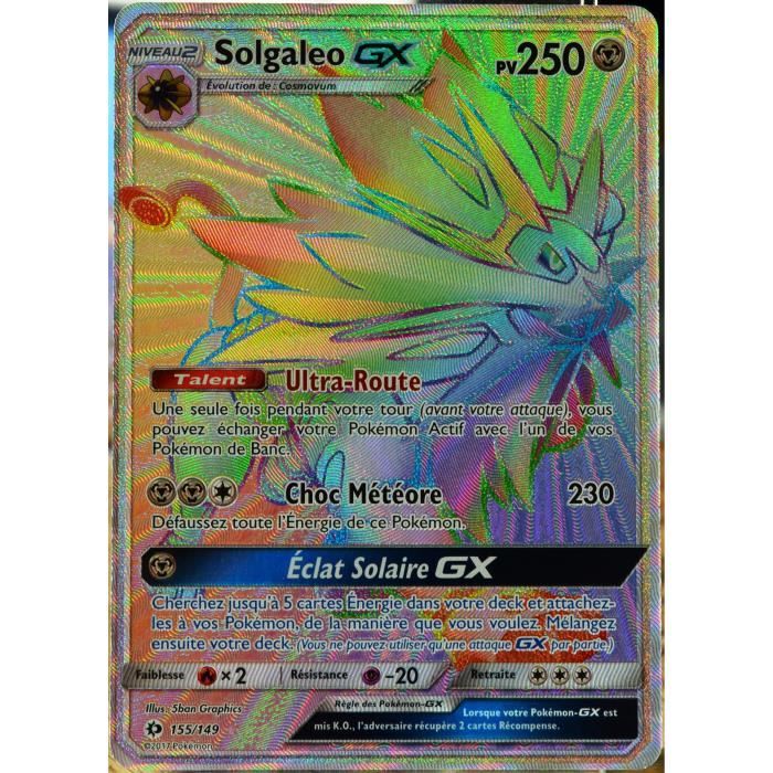 Carte Pokémon 155 149 Solgaleo GX FULL ART SECRETE SM1