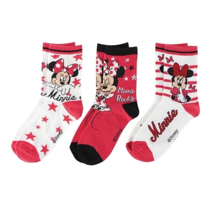 DISNEY MINNIE MOUSE Lot de 3 Paires de Chaussettes 159257 / 2937 - Enfant Fille