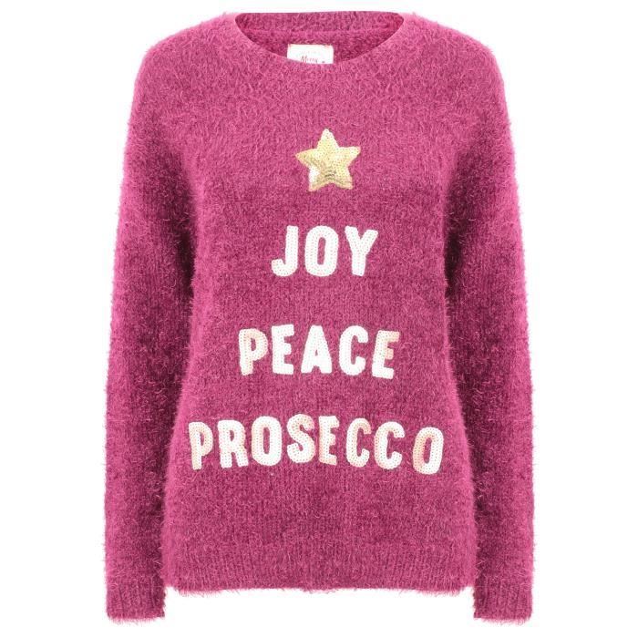 Pull de Noël Poilu Aubergine Femme