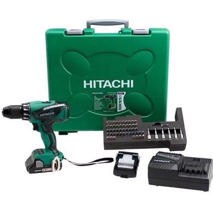 HITACHI Perceuse-visseuse Brushless DS18DBEL - Livrée avec 56 accessoires, 2 batteries 18 V et coffret de transport