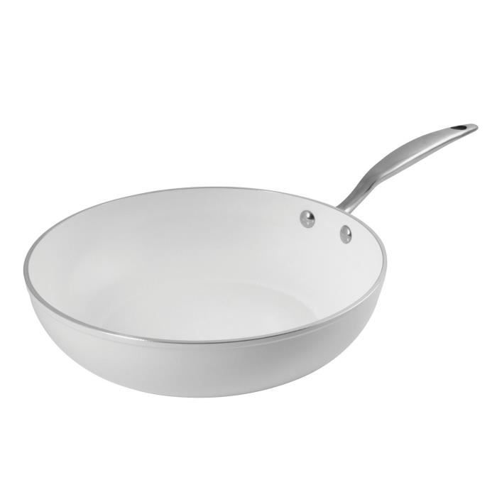 SITRAM Wok Hegoa - Ø 28 cm - Aluminium forgé - Blanc