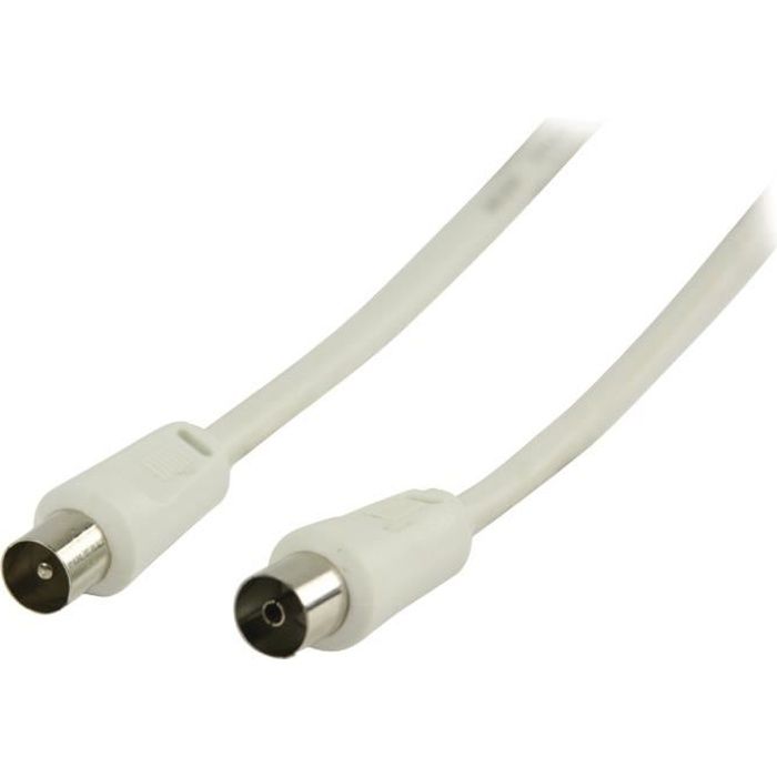 VALUELINE Câble antenne coaxial Coax Mâle (IEC) - Coax Femelle (IEC) 10.0 m Blanc