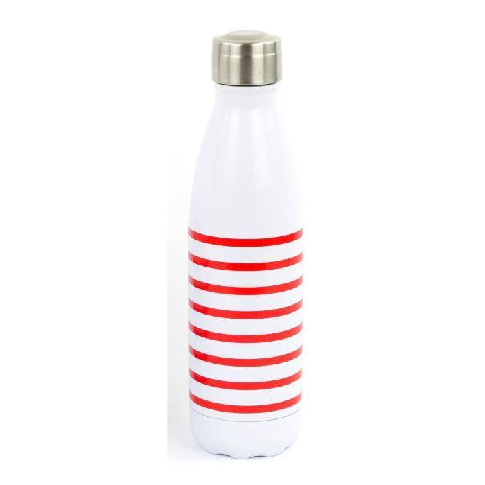 YOKO DESIGN Bouteille isotherme Marinière - Rouge - 500 ml