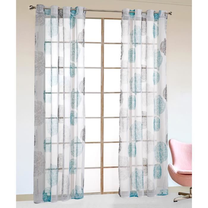 1Pc Rideau Voilage LxH-140x245CM avec Impression Bleu Rideau à ... 1Pc Rideau Voilage LxH-140x245CM avec Impression Bleu Rideau à ...