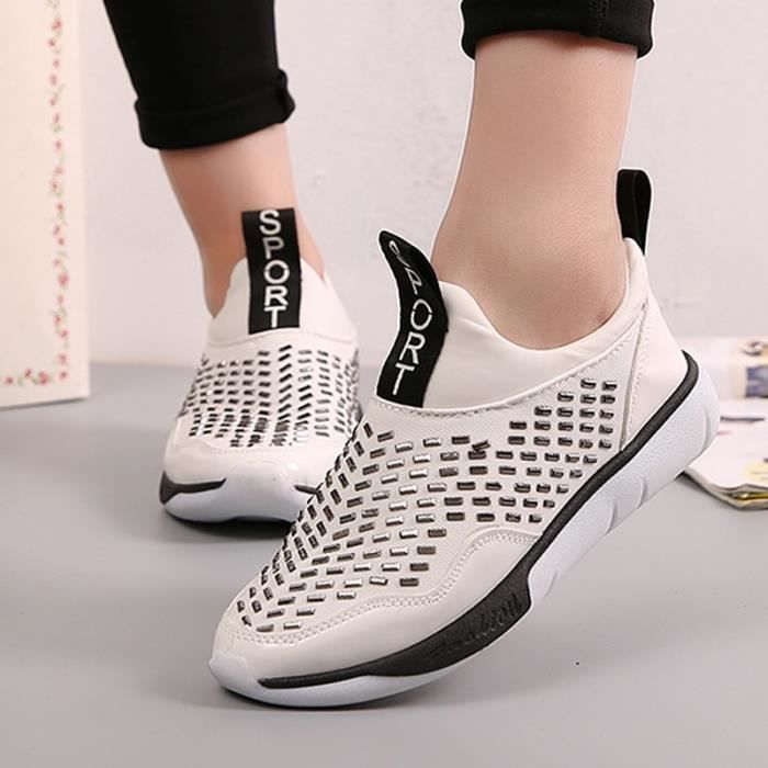 rouge Rivets blanc Noir Mode Casual Tendance Flat Mocassins Femmes qaSwA