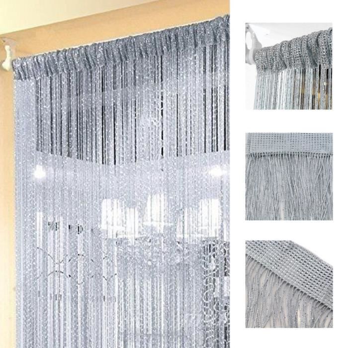 TEMPSA 100X200cm Rideau Fenêtre Fil Porte en Polyester Frange ... TEMPSA 100X200cm Rideau Fenêtre Fil Porte en Polyester Frange ...