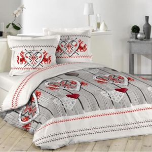 Housse De Couette Coeur Style Montagne 2 Taies 220 X 240 Tons