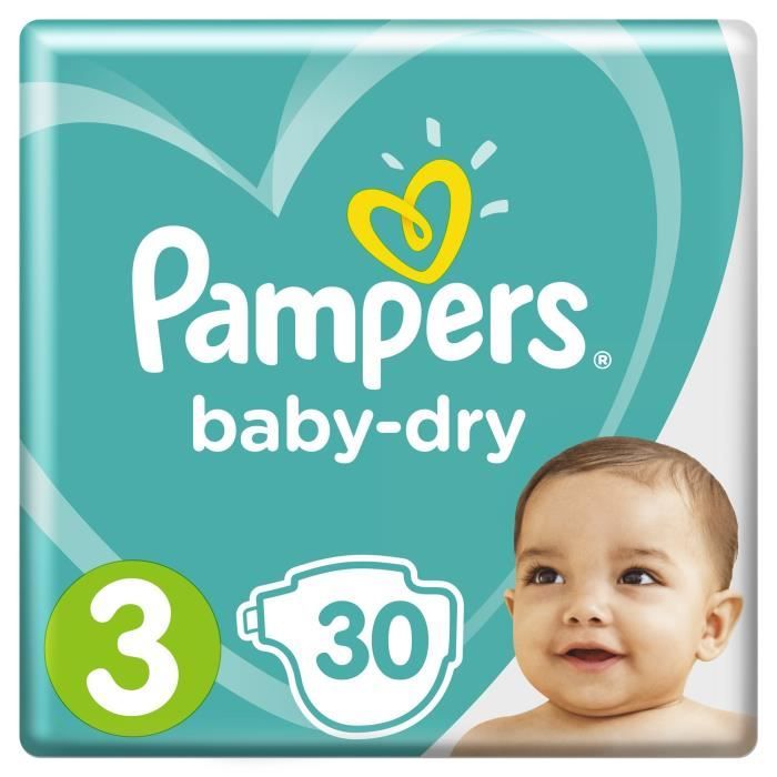 PAMPERS Baby Dry Taille 3 5 à 9 kg 30 couches Achat / Vente