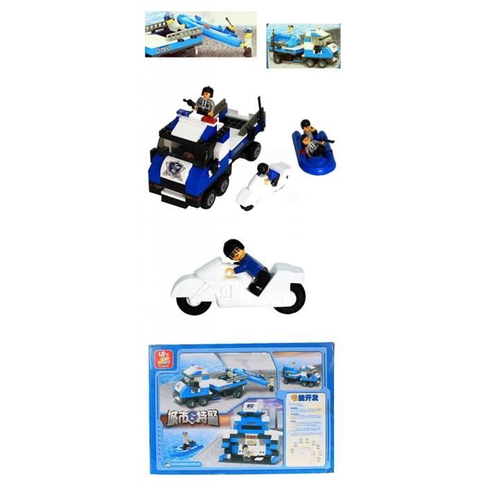 Briques Compatibles Lego - Construction - Police - Le Camion De Police Et Son Zodiac - Sluban