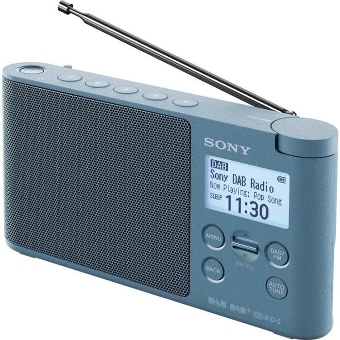 SONY - XDRS41 - Radio portable DAB/DAB+ - Préréglages directs - Réveil et mise en veille programmable - Bleu