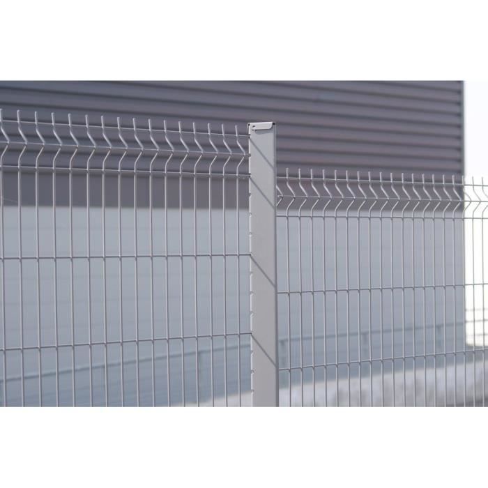 Kit De 5 Ml Clôture Rigide Premium 173 M Gris Comprenant 2 Panneaux ø 5 Mm 3 Poteaux à Sceller Cales De Tension