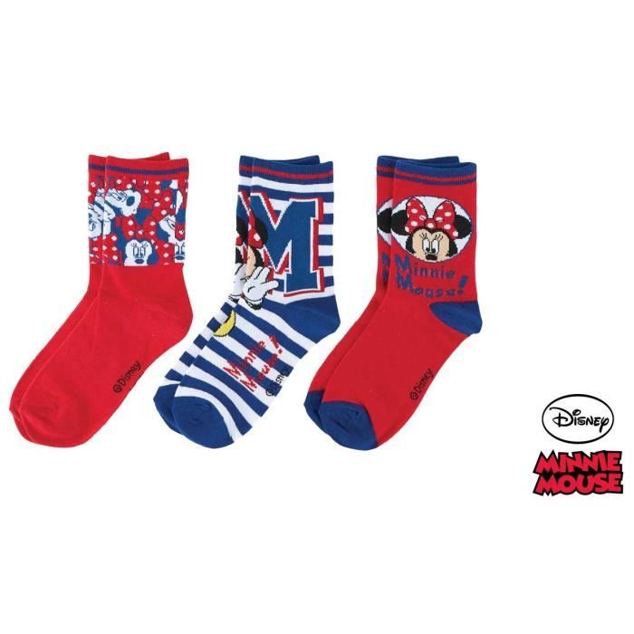 DISNEY MINNIE MOUSE Lot de 3 Paires de Chaussettes 159257 / 2940 - Enfant Fille