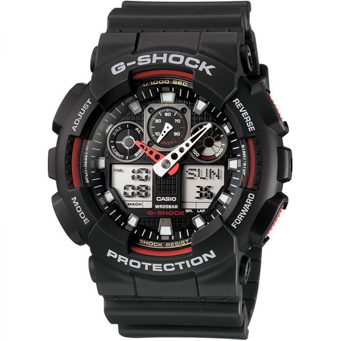 homme Casio G-Shock Alarm Chronograph Watch GA-100-1A4ER