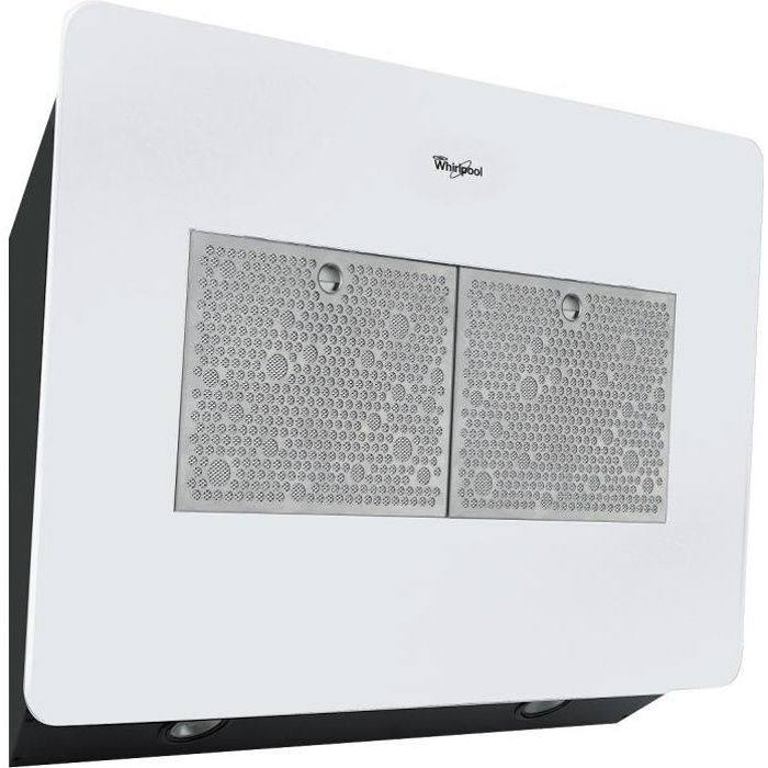 WHIRLPOOL AKR 851 GWH - Hotte verticale - Evacuation / recyclage - 400 m3 air max / h - 61 dB - 3 vitesses - L 80cm - Verre et blanc