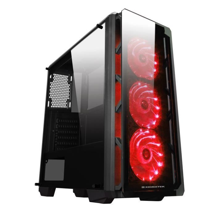 XIGMATEK Boitier PC Astro Moyen tour ATX - 3 x 120 mm LED Rouge