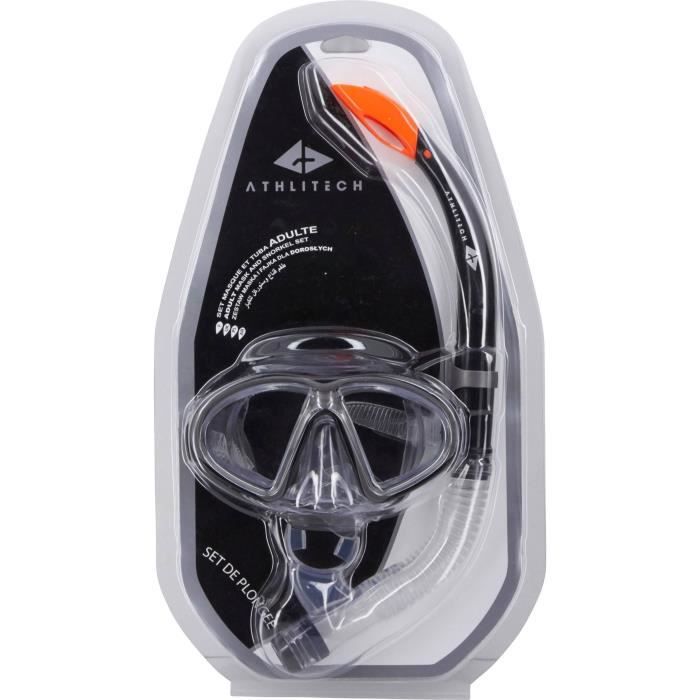 ATHLI-TECH Set masque et tuba de plongée Adulte - Mixte - Noir
