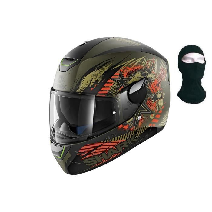SHARK Casque Moto Intégral Skwal Switch Riders Mat + Cagoule