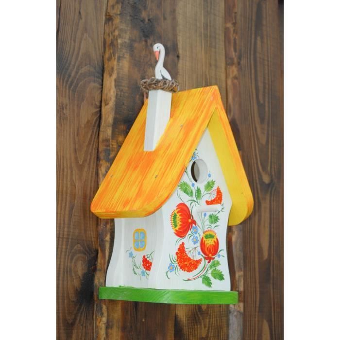Nichoir pour oiseaux en bois fait main original peint de ...