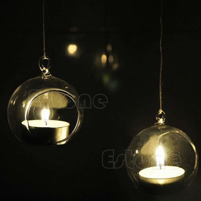 24 Bougeoirs Verre Suspendus Sziqiqi - 8cm Avec Bougies LED - Décoration Mariage/Noël/Fête