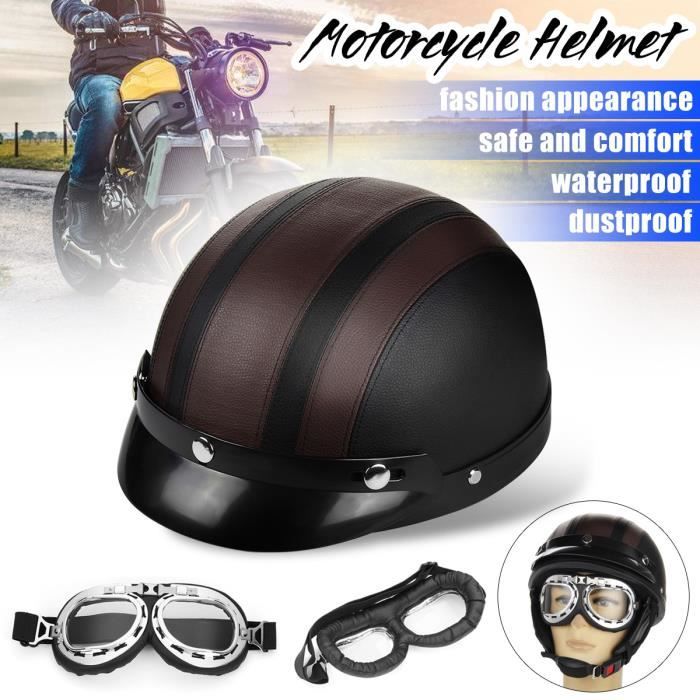 Neufu Casque De Moto Et Velo Scooter Bol Lunettes Retro Style De