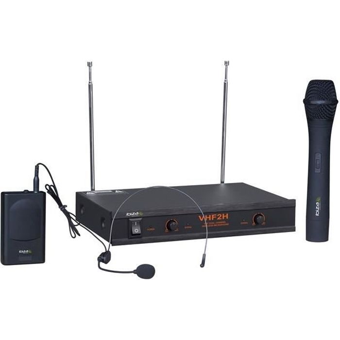 IBIZA VHF2H Pack 2 micros VHF sans-fil avec casque