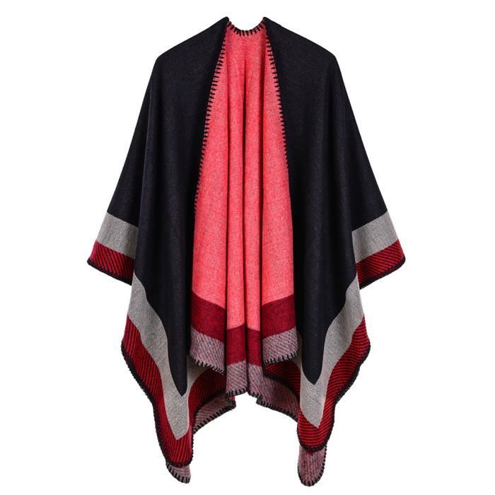 Et Cape Femme Tricoté Châle Chaud Noir Automne 1pcs Élégant En Hiver w4PZ85R