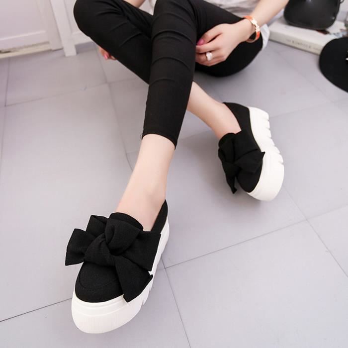 Femme On Mocassins Flats Slip Femmes Bow Plate Chaussures Lady De formenoir Mode 6XwOx4