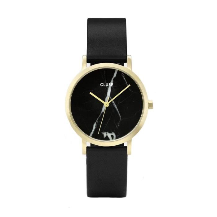 CLUSE Montre Quartz Collection La Roche Petite Marbre Doré et Noir Femme