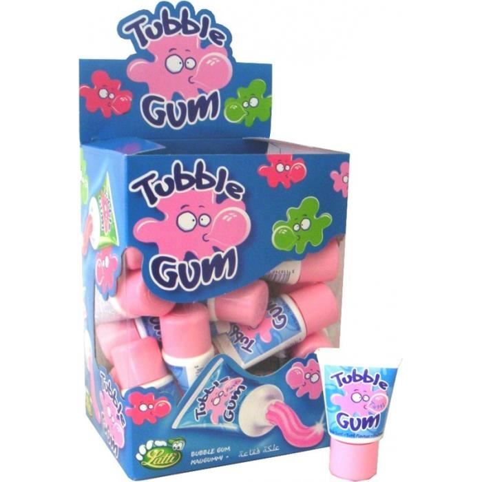 Chewinggum Tubble Gum Tutti Frutti, tubes gomme fruits, 36 pièces