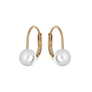 Calame Plaqué Blanche D'oreilles Perle Boucles Or 910549 b6Yf7yg